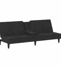 Schlafsofa mit Getränkehaltern Schwarz Samt