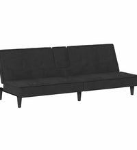 Schlafsofa mit Getränkehaltern Schwarz Samt