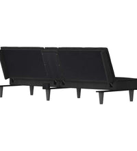 Schlafsofa mit Getränkehaltern Schwarz Samt