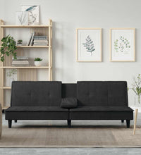 Schlafsofa mit Getränkehaltern Schwarz Samt