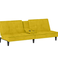 Schlafsofa mit Getränkehaltern Gelb Samt