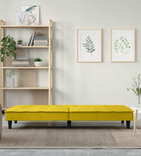 Schlafsofa mit Getränkehaltern Gelb Samt