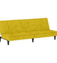 Schlafsofa mit Getränkehaltern Gelb Samt