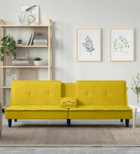 Schlafsofa mit Getränkehaltern Gelb Samt