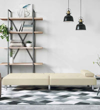 Schlafsofa mit Getränkehaltern Creme Kunstleder