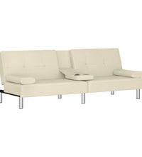 Schlafsofa mit Getränkehaltern Creme Kunstleder