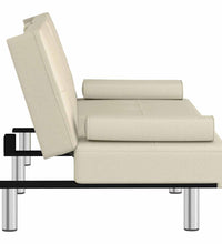 Schlafsofa mit Getränkehaltern Creme Kunstleder