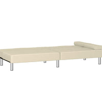Schlafsofa mit Getränkehaltern Creme Kunstleder