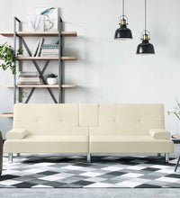 Schlafsofa mit Getränkehaltern Creme Kunstleder