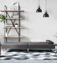 Schlafsofa mit Getränkehaltern Grau Kunstleder