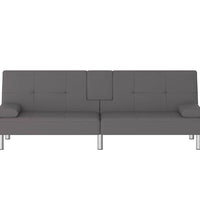 Schlafsofa mit Getränkehaltern Grau Kunstleder