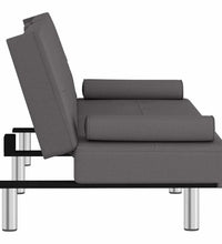 Schlafsofa mit Getränkehaltern Grau Kunstleder