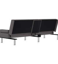 Schlafsofa mit Getränkehaltern Grau Kunstleder