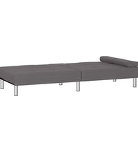 Schlafsofa mit Getränkehaltern Grau Kunstleder