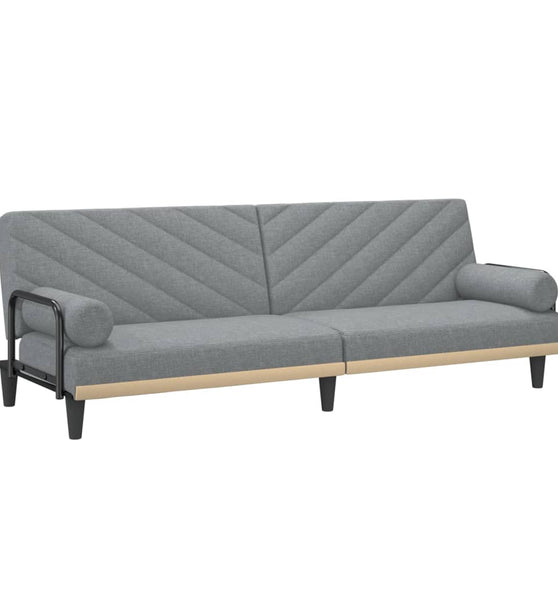 Schlafsofa mit Armlehnen Hellgrau Stoff