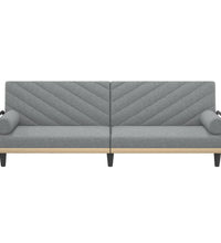 Schlafsofa mit Armlehnen Hellgrau Stoff