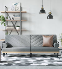 Schlafsofa mit Armlehnen Hellgrau Stoff