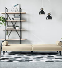 Schlafsofa mit Armlehnen Creme Stoff