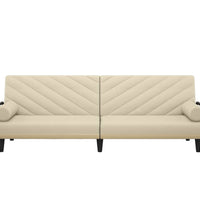 Schlafsofa mit Armlehnen Creme Stoff