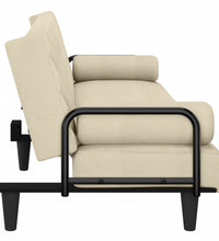 Schlafsofa mit Armlehnen Creme Stoff