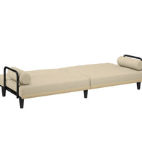 Schlafsofa mit Armlehnen Creme Stoff