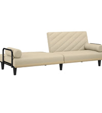 Schlafsofa mit Armlehnen Creme Stoff