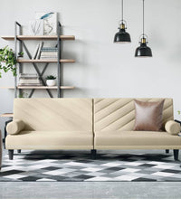Schlafsofa mit Armlehnen Creme Stoff