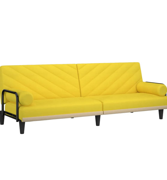 Schlafsofa mit Armlehnen Hellgelb Stoff