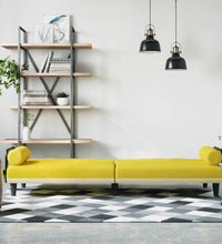 Schlafsofa mit Armlehnen Hellgelb Stoff