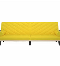 Schlafsofa mit Armlehnen Hellgelb Stoff