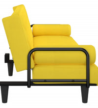 Schlafsofa mit Armlehnen Hellgelb Stoff