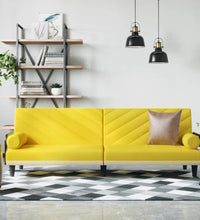 Schlafsofa mit Armlehnen Hellgelb Stoff