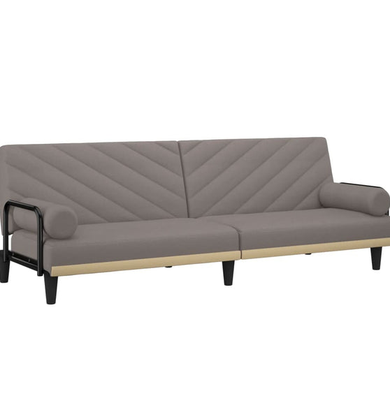 Schlafsofa mit Armlehnen Taupe Stoff