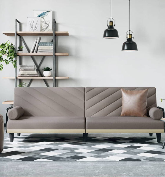 Schlafsofa mit Armlehnen Taupe Stoff