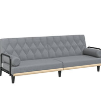 Schlafsofa mit Armlehnen Hellgrau Stoff