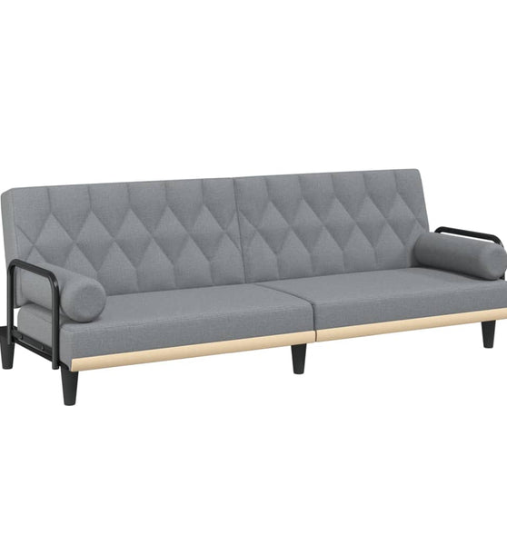 Schlafsofa mit Armlehnen Hellgrau Stoff