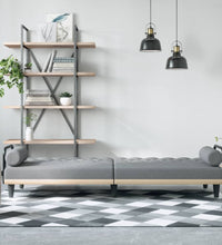 Schlafsofa mit Armlehnen Hellgrau Stoff