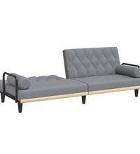 Schlafsofa mit Armlehnen Hellgrau Stoff