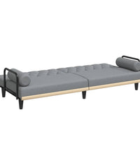 Schlafsofa mit Armlehnen Hellgrau Stoff