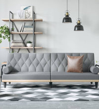 Schlafsofa mit Armlehnen Hellgrau Stoff