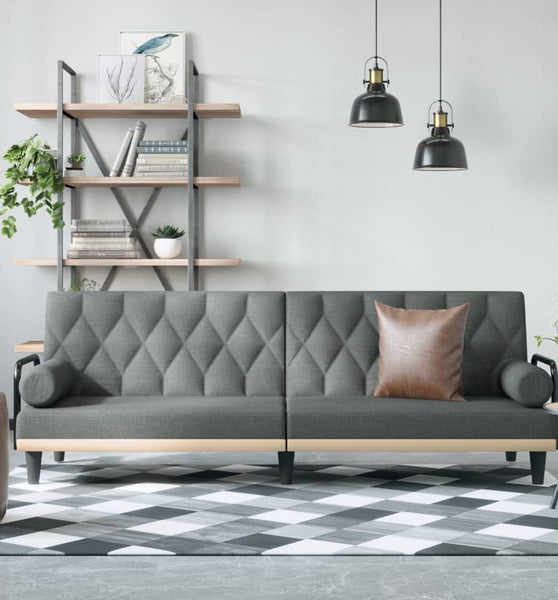Schlafsofa mit Armlehnen Dunkelgrau Stoff