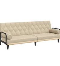 Schlafsofa mit Armlehnen Creme Stoff