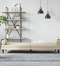 Schlafsofa mit Armlehnen Creme Stoff