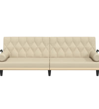 Schlafsofa mit Armlehnen Creme Stoff