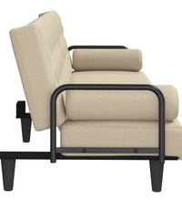 Schlafsofa mit Armlehnen Creme Stoff