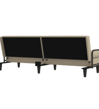 Schlafsofa mit Armlehnen Creme Stoff