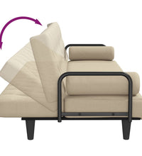 Schlafsofa mit Armlehnen Creme Stoff