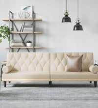 Schlafsofa mit Armlehnen Creme Stoff
