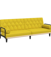 Schlafsofa mit Armlehnen Hellgelb Stoff