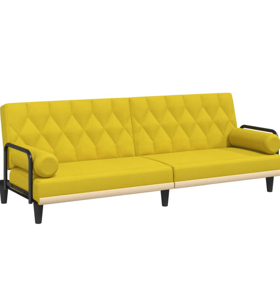 Schlafsofa mit Armlehnen Hellgelb Stoff